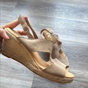 Paseart Tan Wedge Sandals 41  with Open Toe and Espadrilles Made in Italy